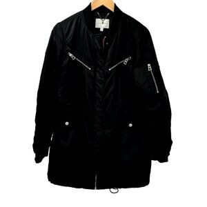 Lucky Brand Coat Womens Medium Black Moto Puffer Full Zip + Snap